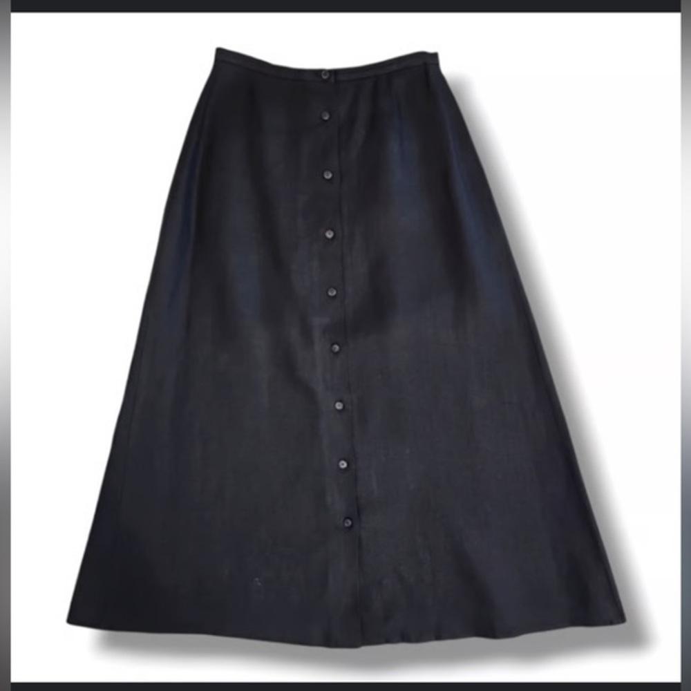 Talbots linen Black Buttoned Pencil Skirt
